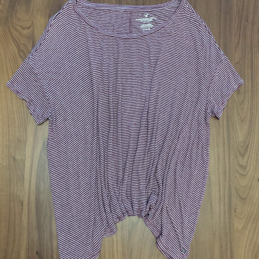 Burgundy & white stripped shirt